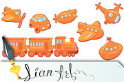 Set of boys toys - transport cartoon
