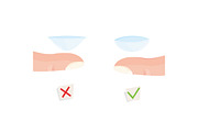 Correct and incorrect contact lenses