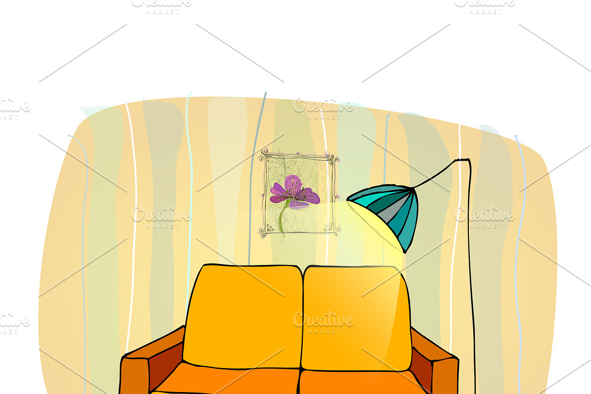 furniture with lamp in Illustrations - product preview 8
