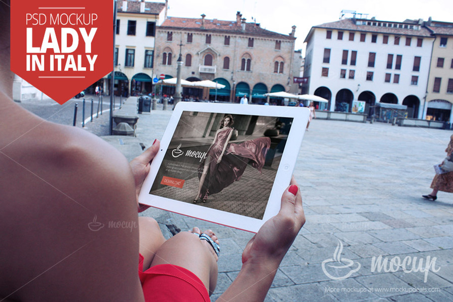 iPad 2 Mockup Lady in Italy in Mobile & Web Mockups - product preview 8