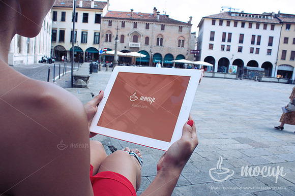 iPad 2 Mockup Lady in Italy in Mobile & Web Mockups - product preview 1