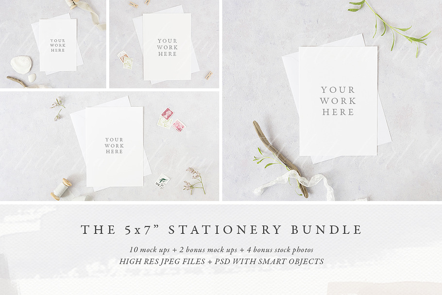 BUNDLE: 5x7" stationery mock up pack in Print Mockups - product preview 8