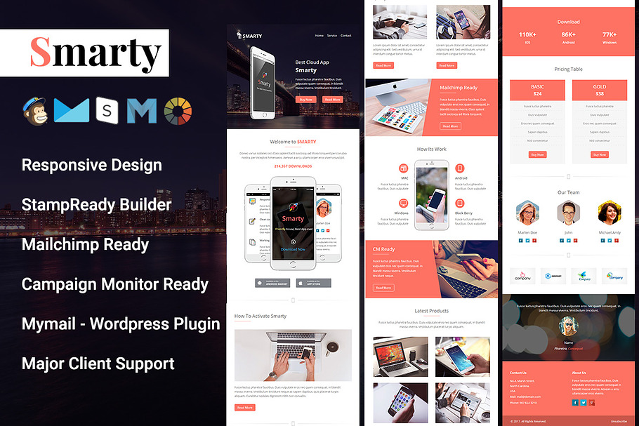 Smarty - Responsive Email Template in Mailchimp Templates - product preview 8