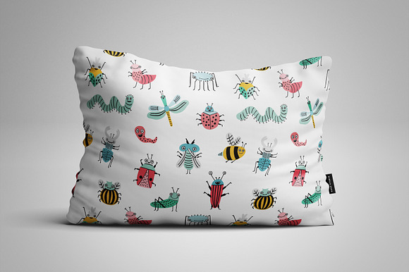 funny bugs doodle set and pattern in Patterns - product preview 2
