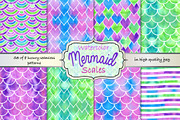 Watercolor Mermaid scales