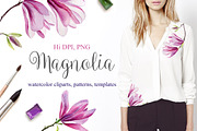 Watercolor magnolia set