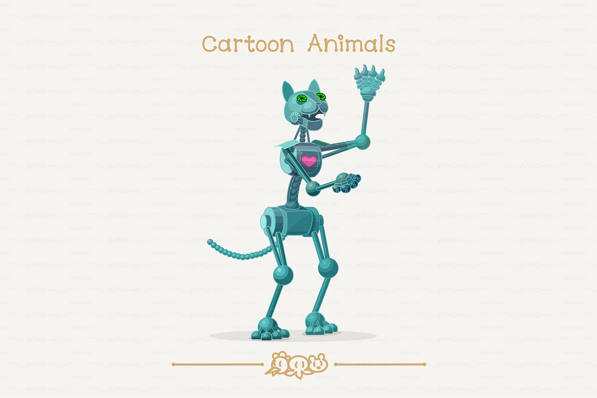 vector robot cat in Illustrations - product preview 8