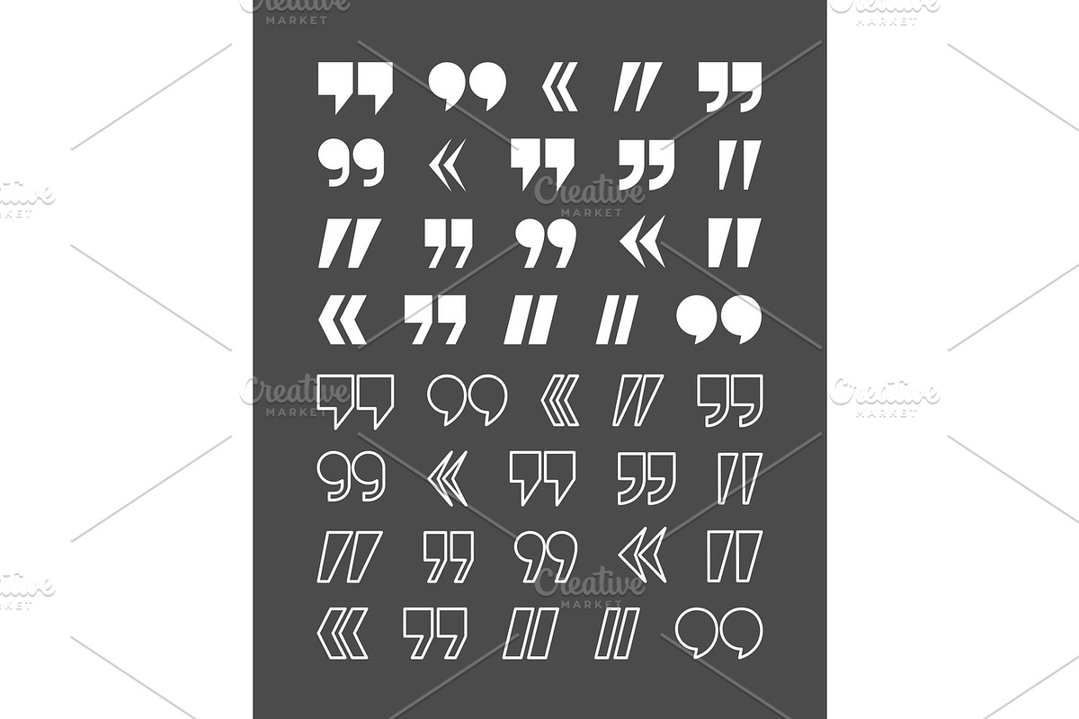 Quote marks vector abstract icon set in Objects - product preview 8
