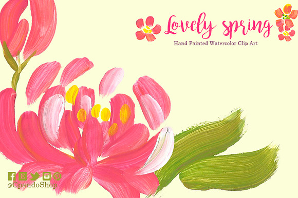 Lovely spring watercolor floral clip in Illustrations - product preview 2