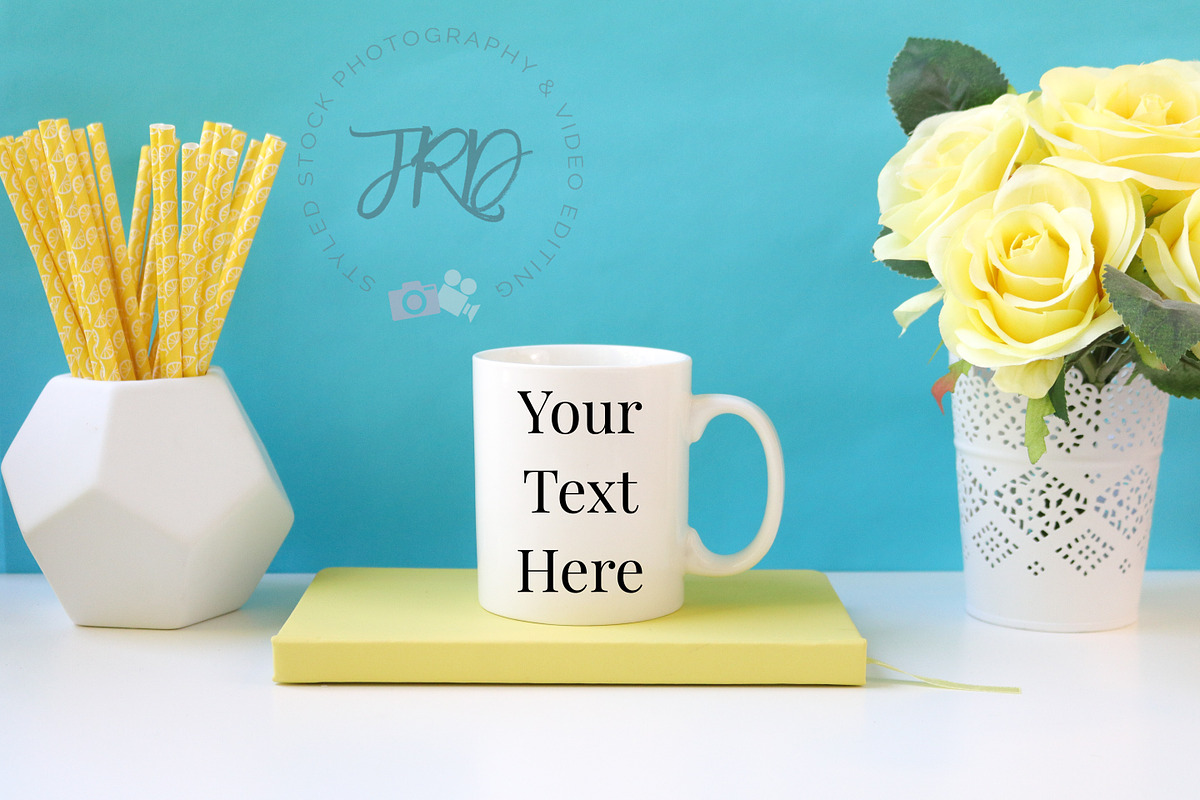 Yellow & Blue Mug Styled Stock Photo in Product Mockups - product preview 8