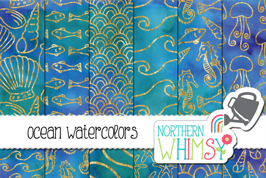 Watercolor Ocean Patterns