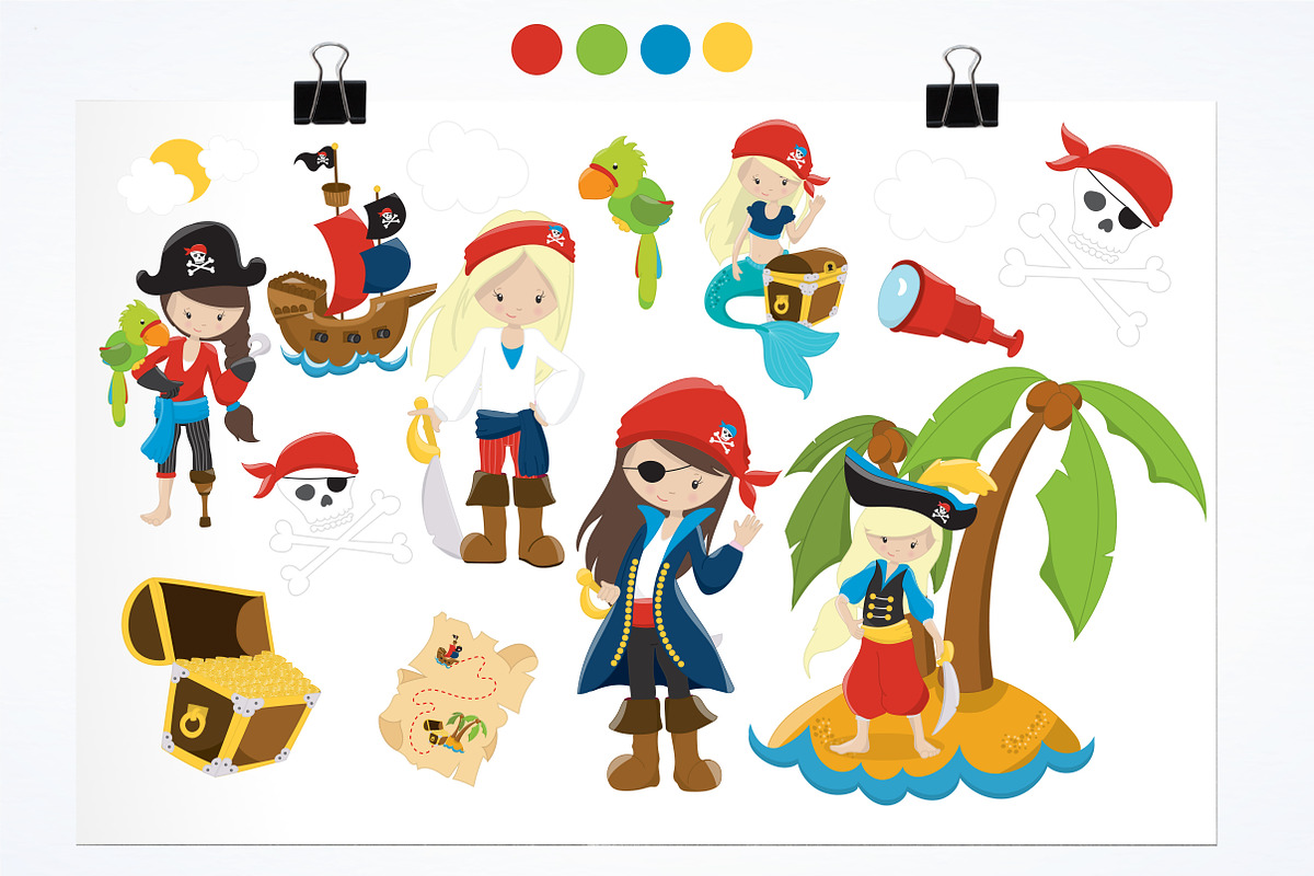 Pirate Girl illustration pack in Illustrations - product preview 8