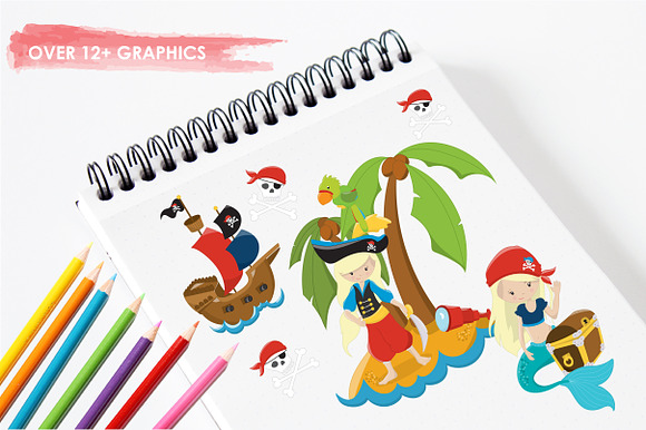 Pirate Girl illustration pack in Illustrations - product preview 1