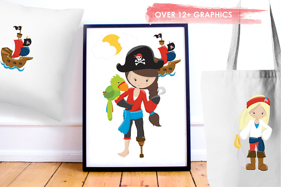 Pirate Girl illustration pack in Illustrations - product preview 3