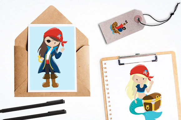 Pirate Girl illustration pack in Illustrations - product preview 4
