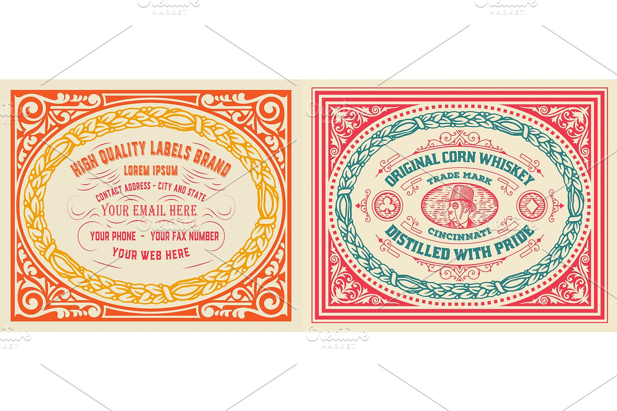 Retro cards set with engraving in Illustrations - product preview 8