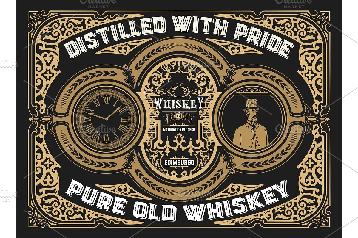 Vintage Whiskey Label in Illustrations - product preview 8