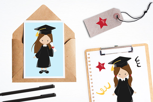 Graduation Girls illustration pack in Illustrations - product preview 3