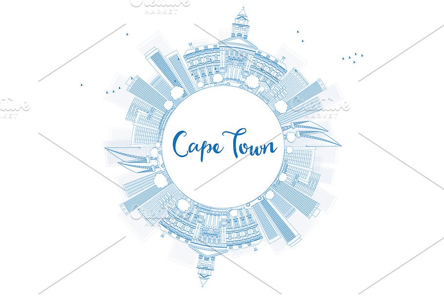 Outline Cape Town skyline in Illustrations - product preview 8
