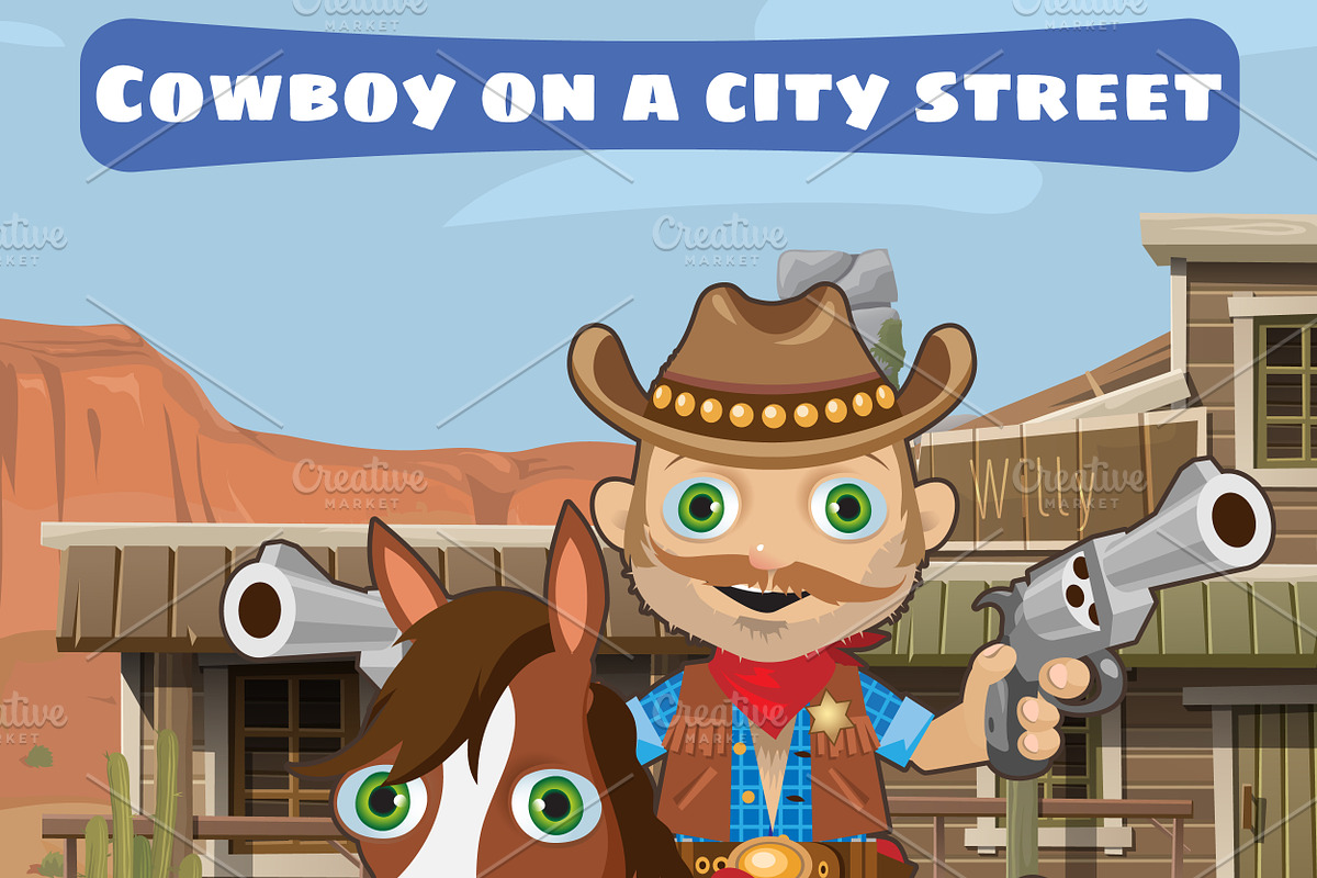 Young cowboy on a horse in Illustrations - product preview 8