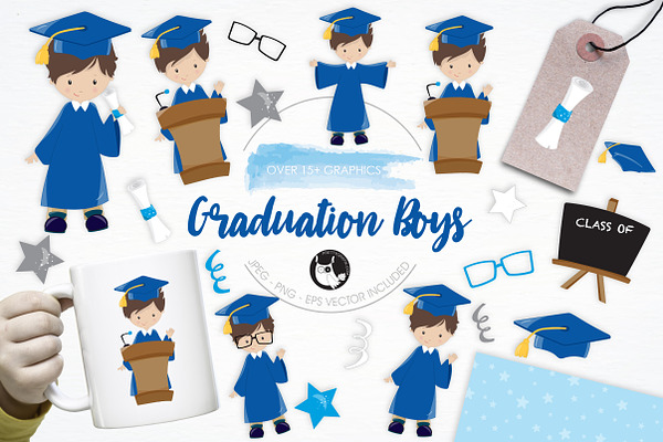 Graduation Boys illustration pack