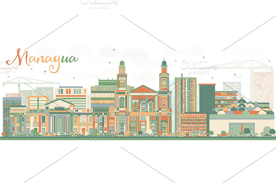 Abstract Managua Skyline in Illustrations - product preview 8