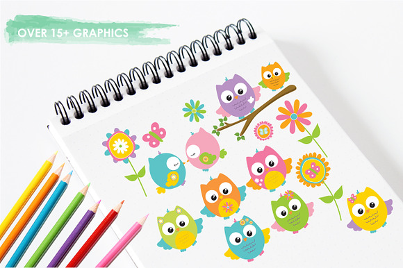 Summer Owls illustration pack in Illustrations - product preview 2