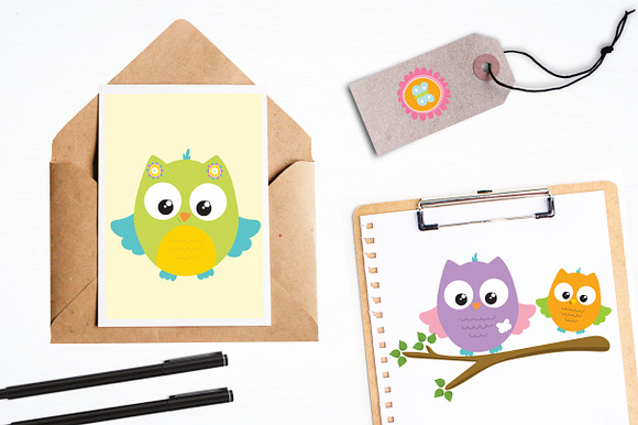 Summer Owls illustration pack in Illustrations - product preview 3