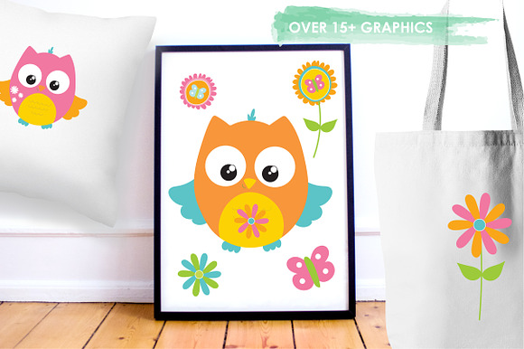 Summer Owls illustration pack in Illustrations - product preview 4