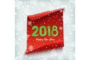 Happy New Year 2018. Red, paper banner.