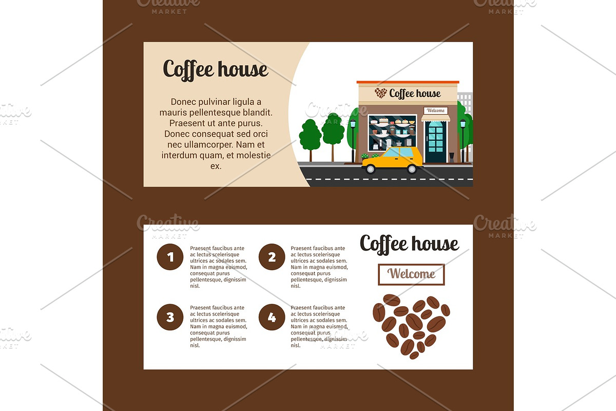 Coffee house horizontal flyers in Illustrations - product preview 8