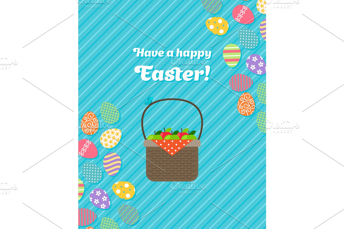 Happy Easter blue greeting card in Objects - product preview 8