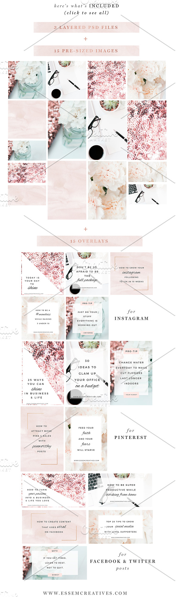 Rose Gold Social Media Templates in Instagram Templates - product preview 5