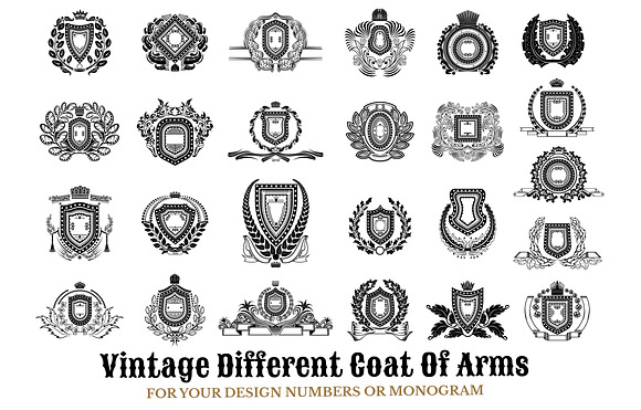 Set of heraldic vintage elements in Logo Templates - product preview 1