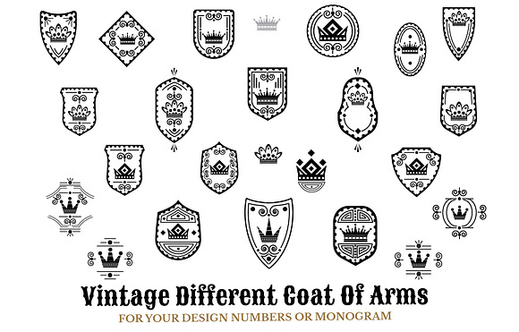 Set of heraldic vintage elements in Logo Templates - product preview 3