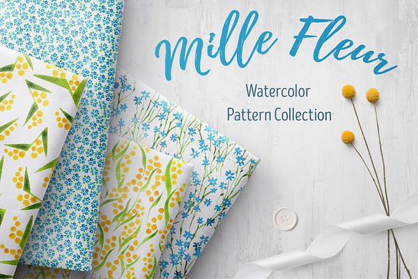 Mille Fleur - 36 watercolor patterns
