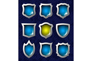 Set of shiny shields