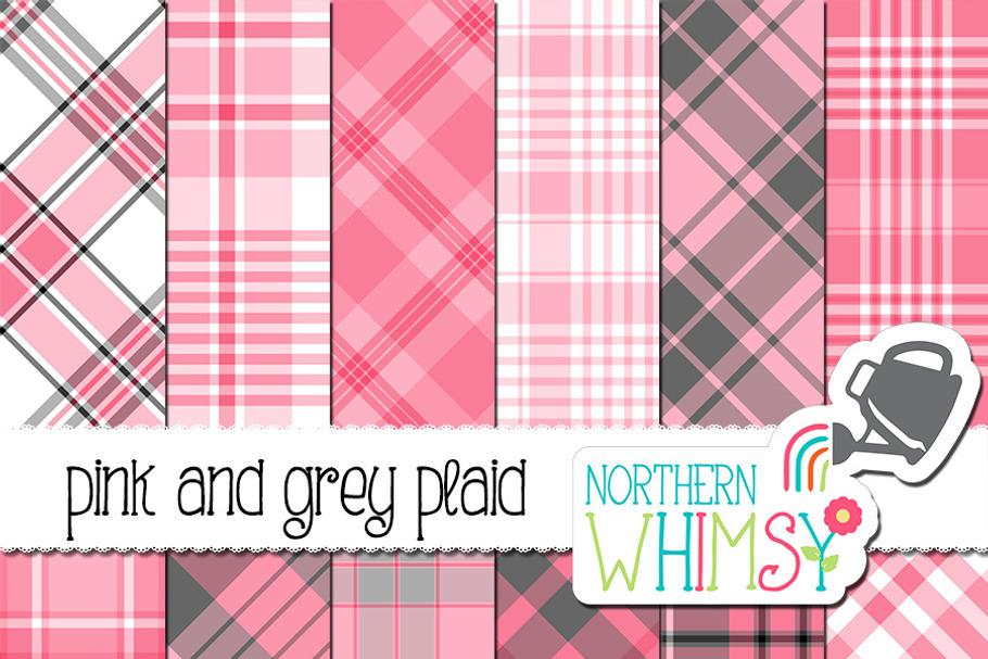 Pink and Grey Plaid Patterns