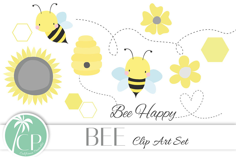 Bee Clip Art Set in Illustrations - product preview 8