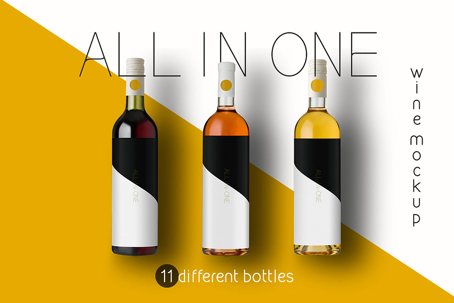 All-In-One Wine Bottle Mockup in Product Mockups - product preview 8