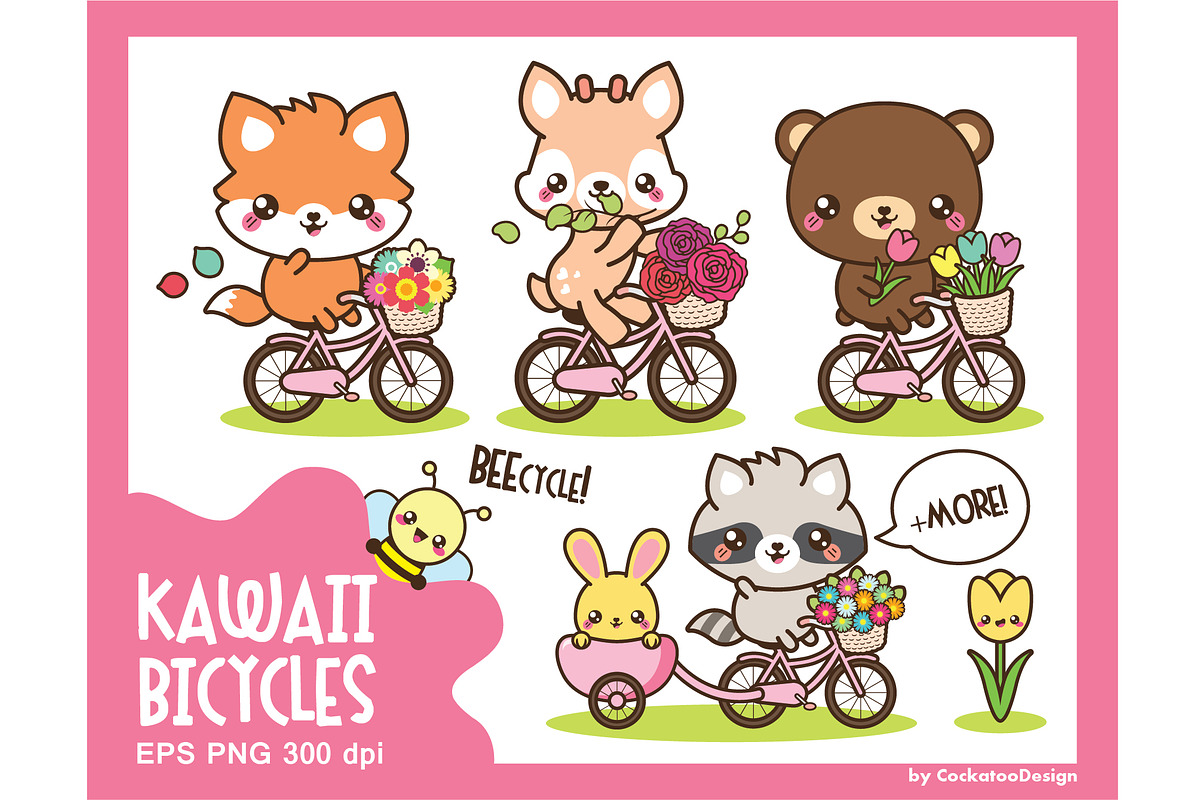 Kawaii bicycle ride in Illustrations - product preview 8