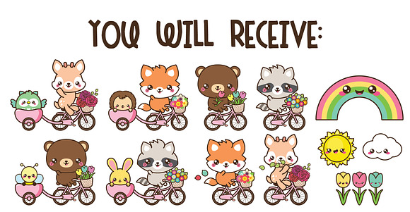 Kawaii bicycle ride in Illustrations - product preview 1