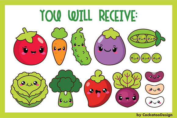 Kawaii veggies in Illustrations - product preview 1
