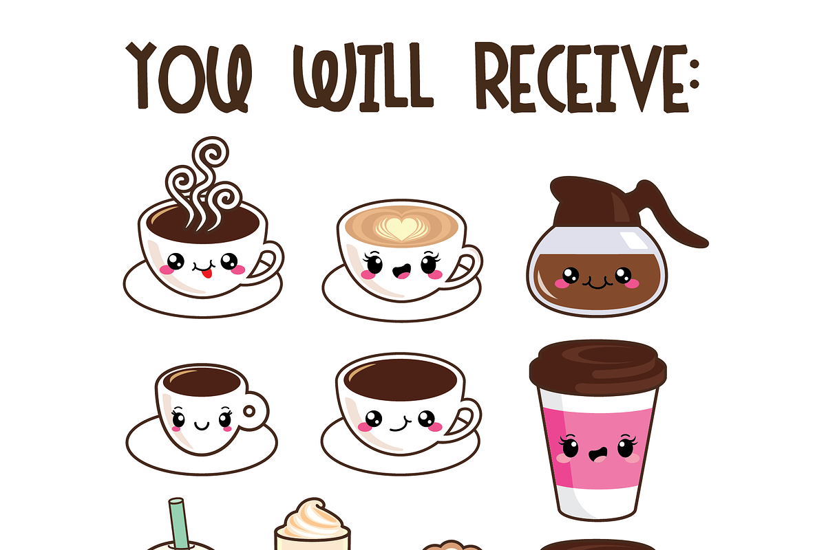 Kawaii coffee in Illustrations - product preview 8