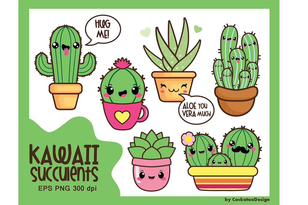 Kawaii succulents in Illustrations - product preview 8