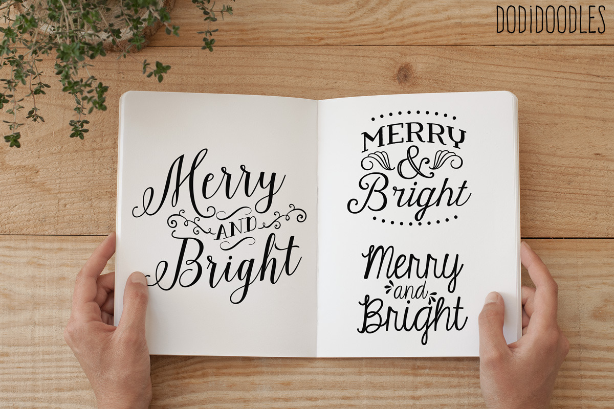 Typography Overlays~Merry and Bright in Graphics - product preview 8