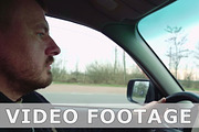 Man drives a car on shaky road slow motion