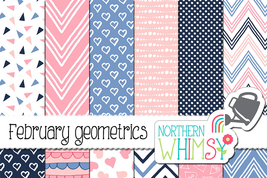 Pink, Navy & Periwinkle Geometric