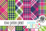 Pink Navy & Lime Plaid Patterns