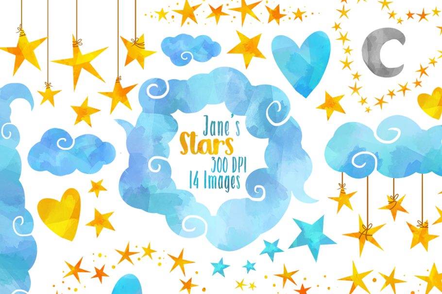 Stars and Clouds Clipart